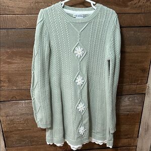 Cupcakes & Cashmere Sage Knit Sweater Dress- Size 7/8